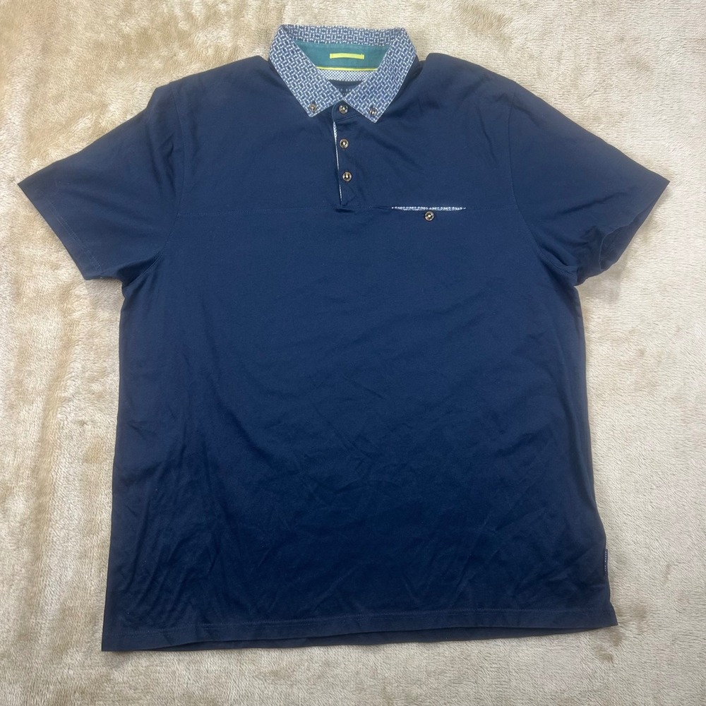Ted Baker London Mens Navy Blue HAZDEB Short Sleeve Polo Shirt Size 6 XXL‎